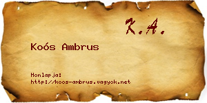 Koós Ambrus névjegykártya